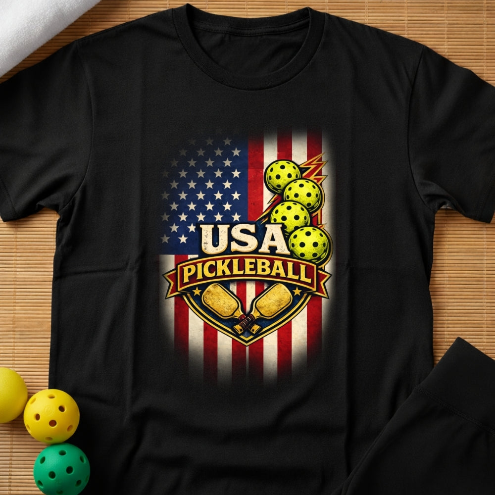 American Flag Pickleball T-Shirt (E)