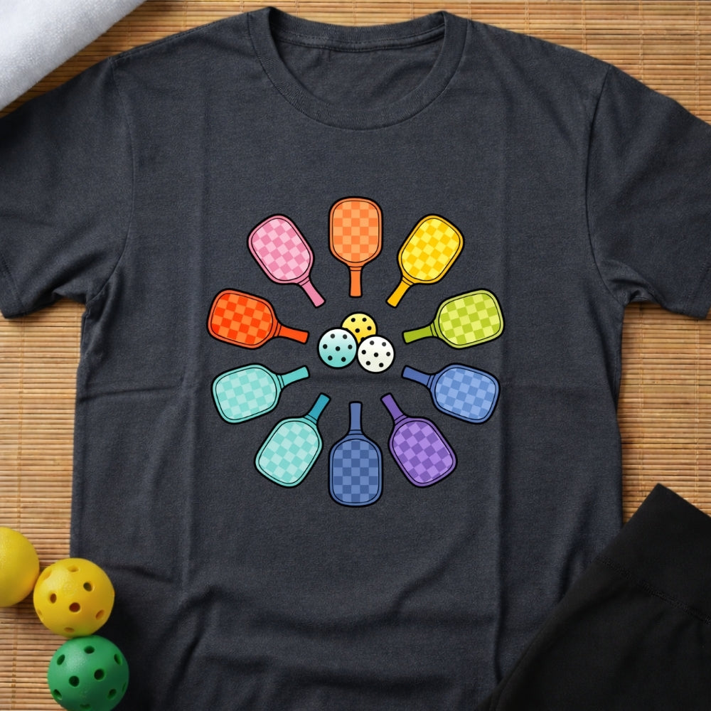 Rainbow Pickleball Paddles T-Shirt (C)
