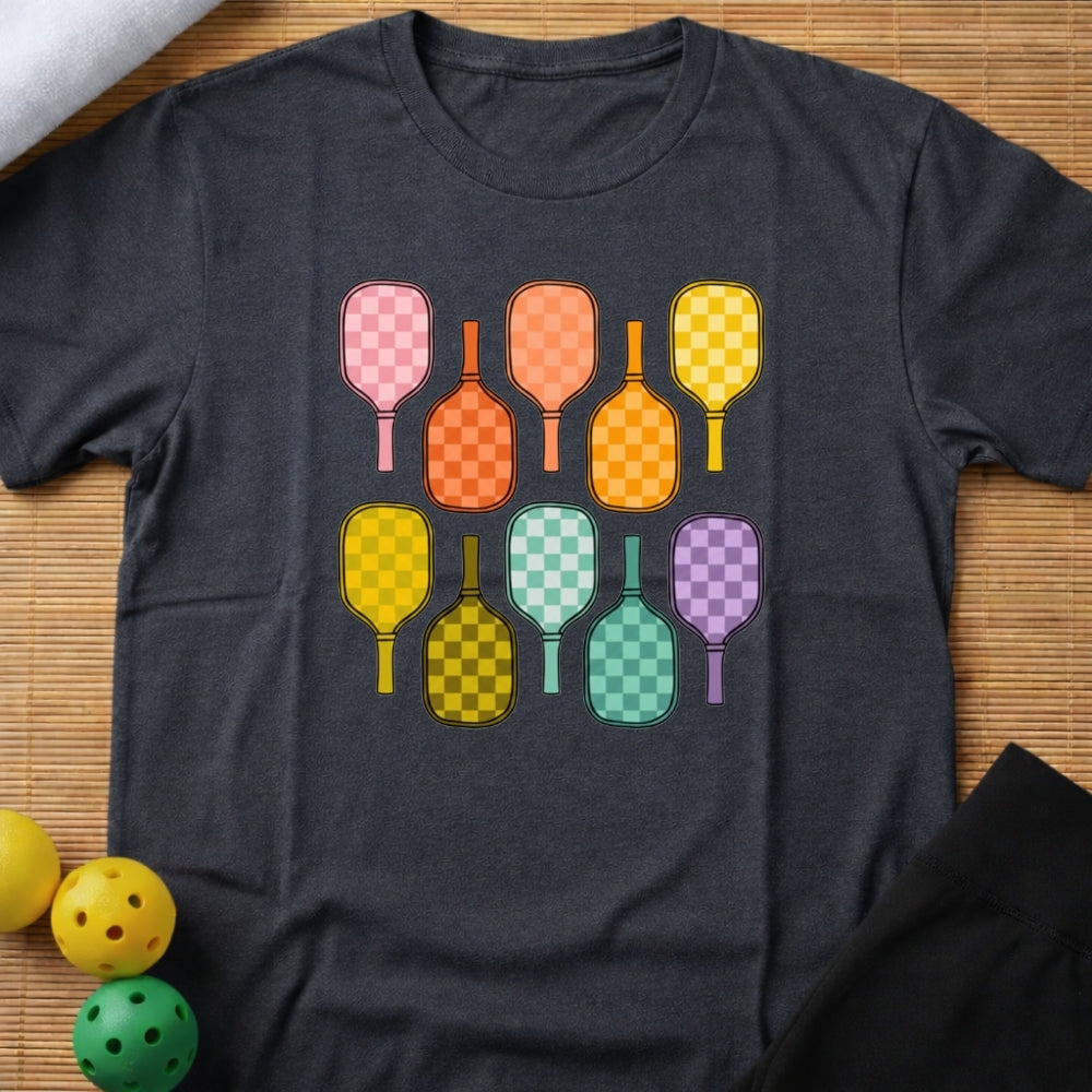 Rainbow Pickleball Paddles T-Shirt (A)
