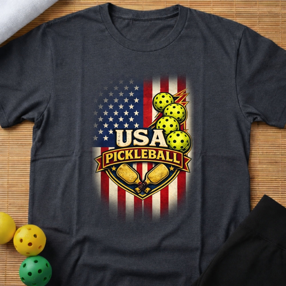 American Flag Pickleball T-Shirt (E)