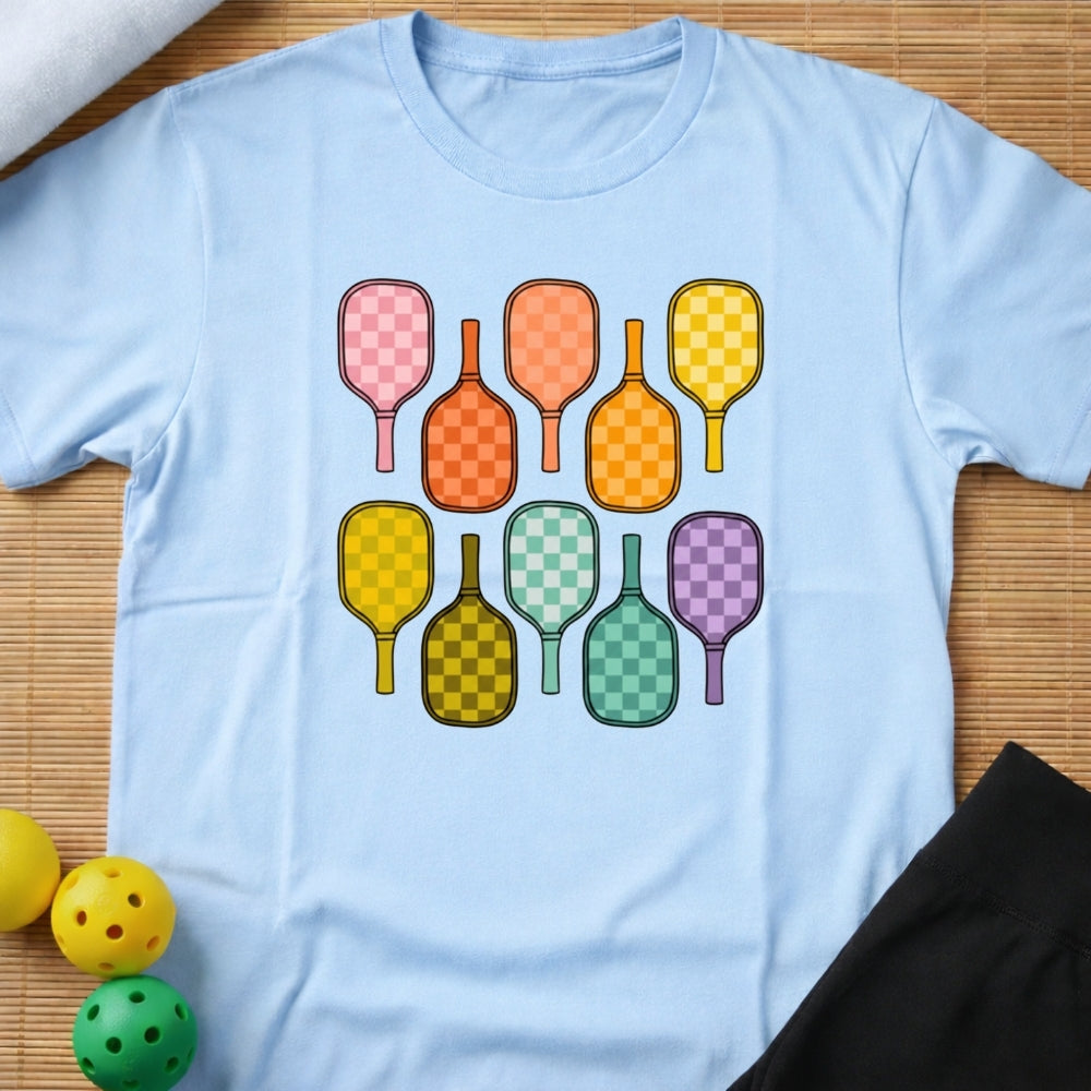 Rainbow Pickleball Paddles T-Shirt (A)