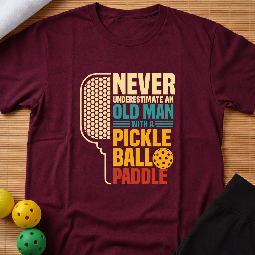Funny Old Man Pickleball Paddle T-Shirt