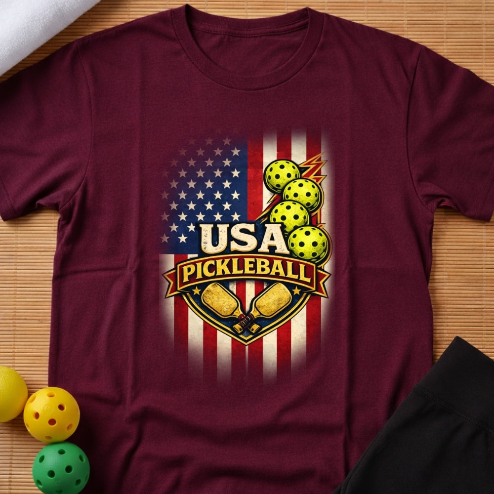 American Flag Pickleball T-Shirt (E)