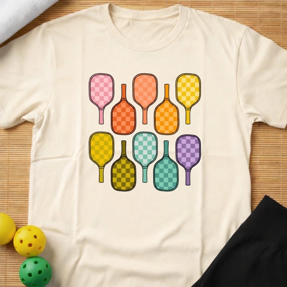 Rainbow Pickleball Paddles T-Shirt (A)