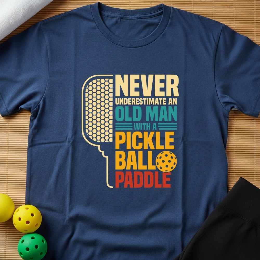 Funny Old Man Pickleball Paddle T-Shirt