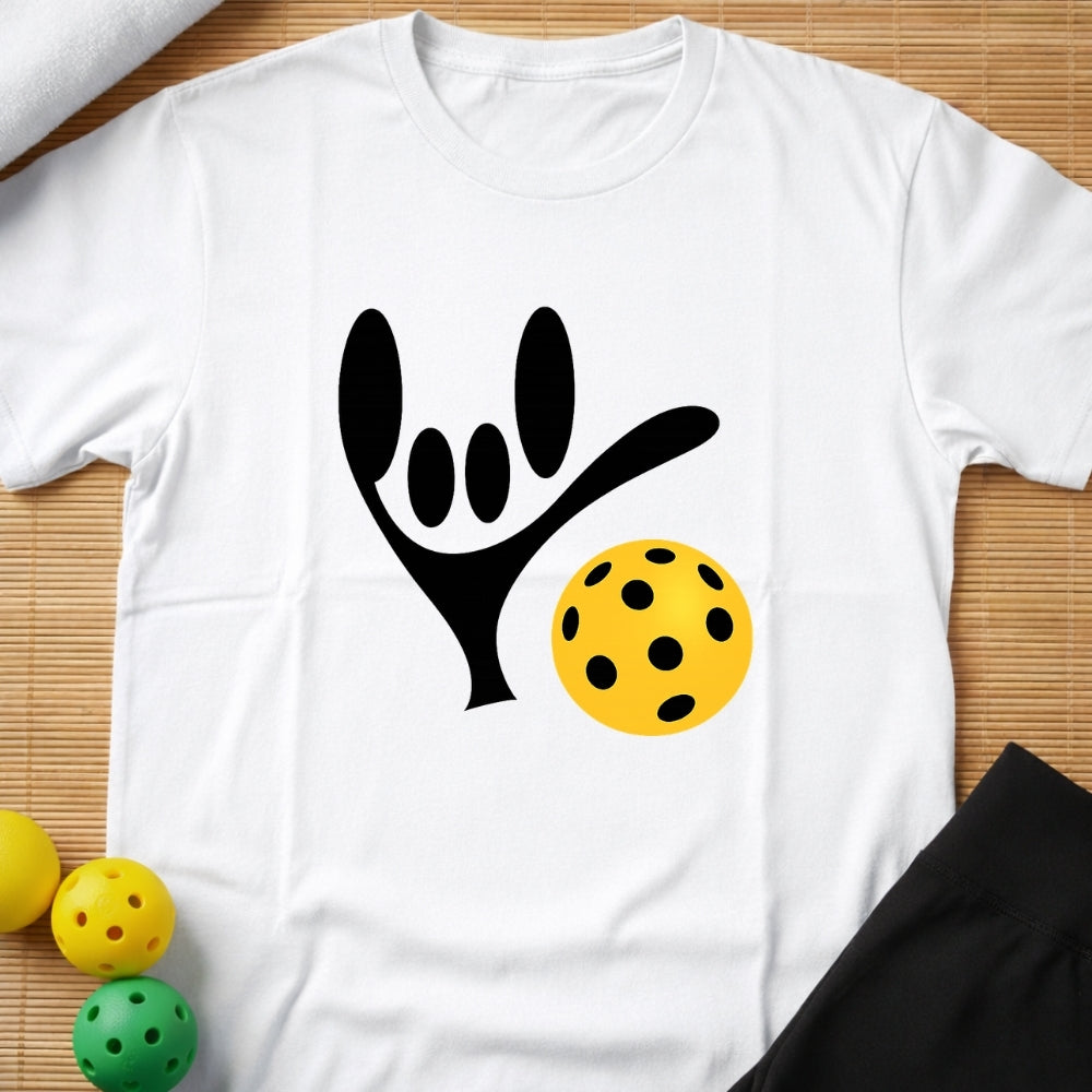ASL Sign Language Love Pickleball T-Shirt